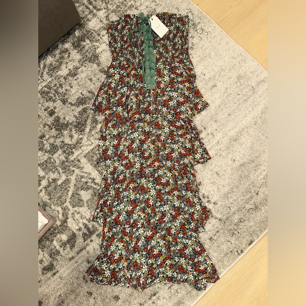 Vici Collection midi flowy strapless dress